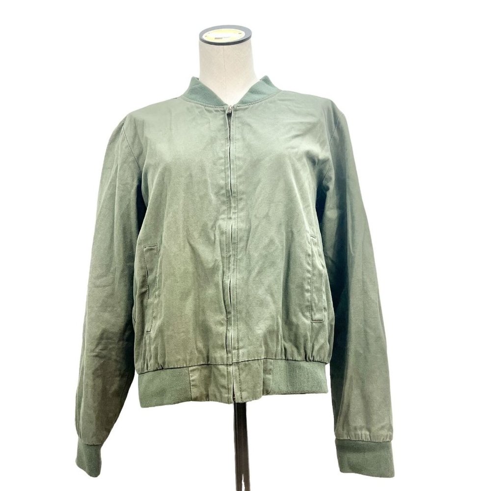 Brandy Melville Jacket Olive Womens Small Lightweight Zip Up Pockets